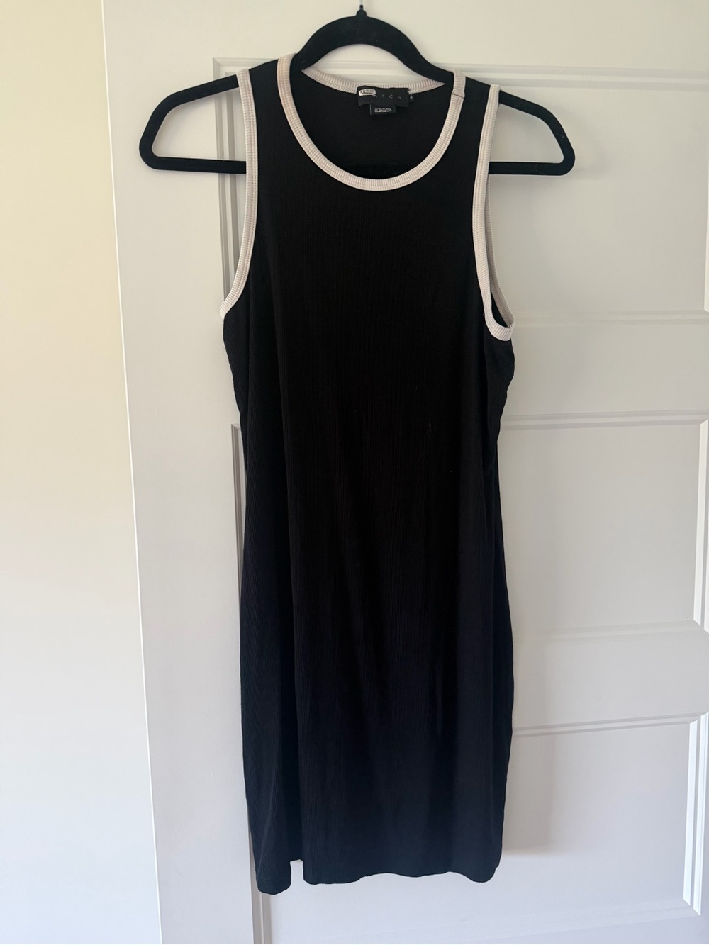 Hatch Black Racerback Tank Midi Dress with White Trim size 2